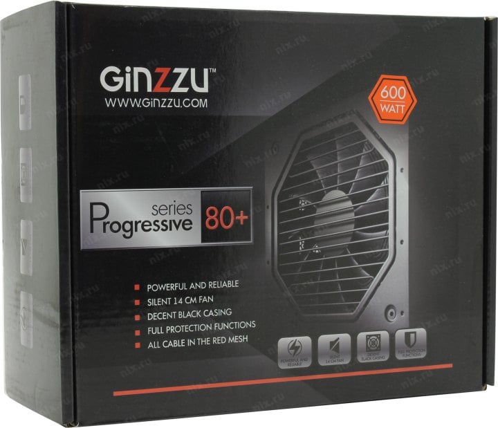 Блок питания Ginzzu <PC600> 600W  ATX  (24+2x4+2x6/8пин)