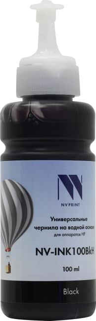 Чернила NV PRINT универсальные на водной основе NV-INK100BkH для аппаратов НР (100 ml) Black совместимые
