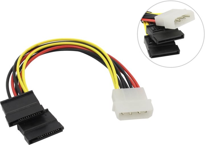Переходник  питания  SATA-устройств  (1big ->2SATA)