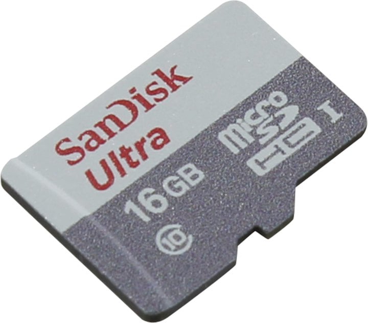 Карта памяти 16 Гб Micro SDHC SanDisk Ultra Class 10 UHS-I [SDSQUNS-016G-GN3MN] без адаптера