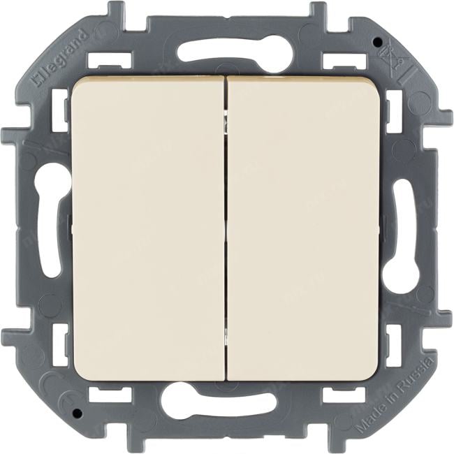 Legrand 673621 Выключатель двухклавишный INSPIRIA 10 AX 250 В~  слоновая кость (673621)