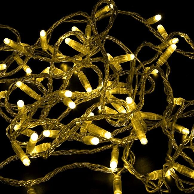 Гирлянда светодиодная "Нить" 10м 100LED желт. 3Вт 230В IP65 постоян. свечение провод ПВХ прозр. Neon-Night 305-181