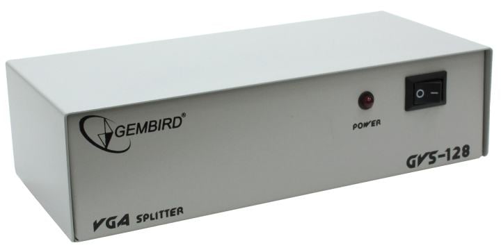 <059545> Разветвитель видеосигнала 8 port VGA (1in-->8out, 1440x1280, блок питания) Gembird GVS-128 [GVS128]