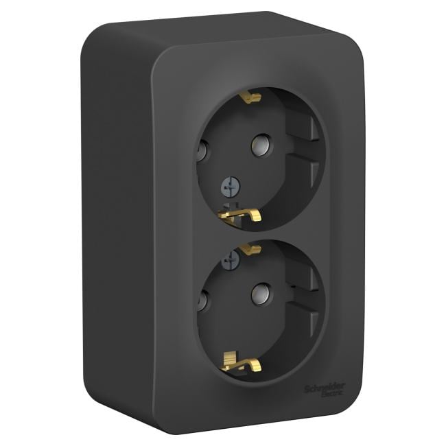 Schneider Electric BLNRA010216 BLANCA О/У РОЗЕТКА двойная с заземл. без штор.  ИЗОЛ.ПЛ.,16А, 250В, АНТРАЦИТ