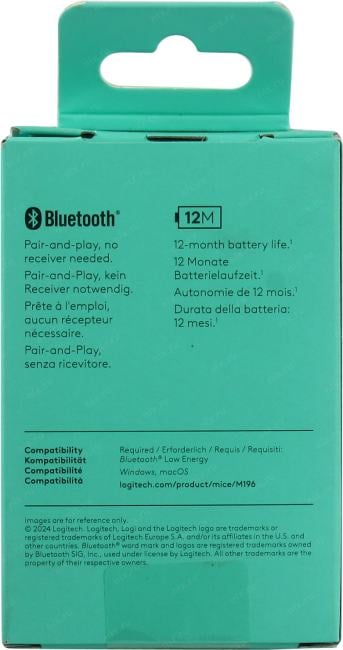 Logitech Wireless Mouse M196 <910-007459> (RTL) Bluetooth  3btn+Roll, беспроводная, уменьшенная