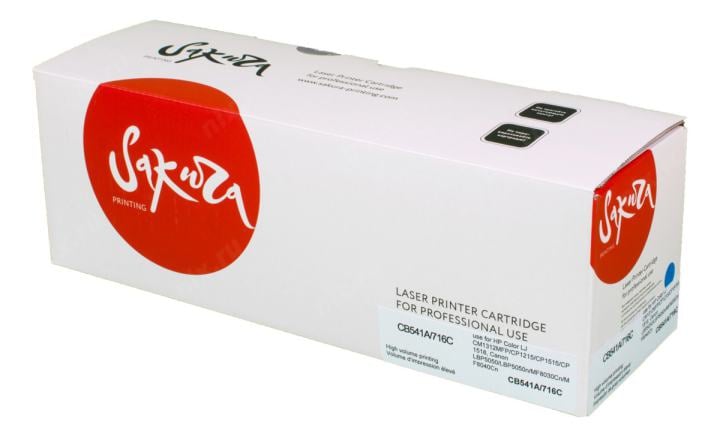 Картридж лазерный Sakura CB541A/716C для HP Color LJ CM1312MFP/CP1215/CP1515/CP1518, Canon LBP5050, LBP5050n, MF8030Cn, MF8040Cn, MF8050Cn, MF8080Cw 1980B002 синий, 1500 к.