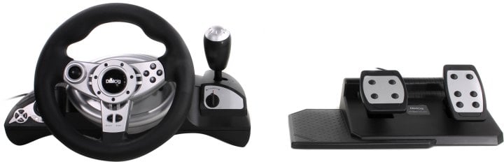 Руль Dialog GW-155VR CyberPilot Vibration USB  (Рулевое  колесо+педали+рычаг  перекл. скоростей,11кн.,мини-джойстик)