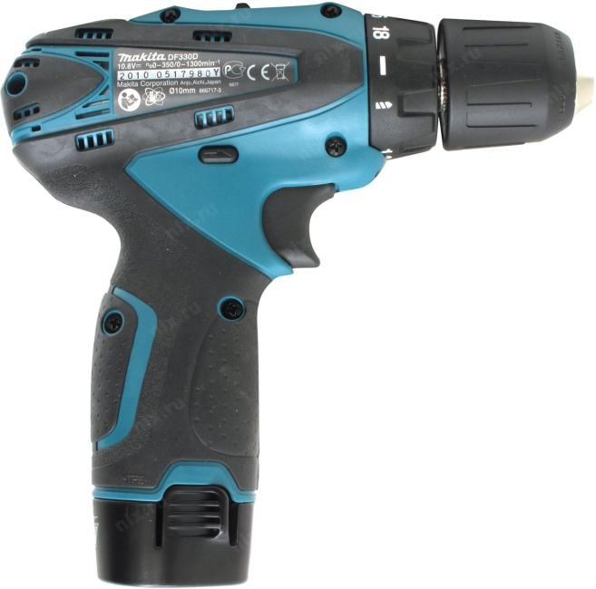 Makita <DF330DWE> Аккум.дрель-шуруповёрт(24Нм, 1300об/мин,10мм,10.8V,1300мАч  2xLi-Ion, 2ск, подсв,кейс)