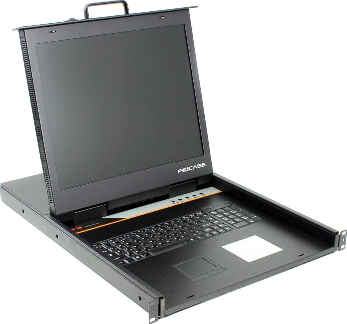 ProCase E1908 Консоль однорельсовая , КВМ 8 порт, LCD 19'', single rail console KVM 8 port, LCD D-Sub, USB, разрешение 1280*1024, 8 кабелей