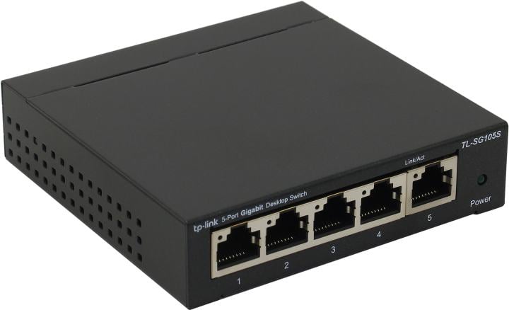 Коммутатор TP-LINK TL-SG105S 5 портов (5x1000Mbs, неуправляемый, настенный, настольный, L2, корпус-металл) (TL-SG105S)
