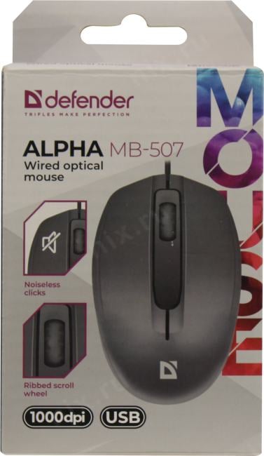 Defender Alpha Optical Mouse <MB-507>  (RTL)  USB  3btn+Roll <52507>
