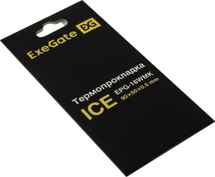 Exegate EX296142RUS Термопрокладка ExeGate Ice EPG-16WMK (50x90x0.5 mm, 16 Вт/ (м•К), теплопроводящая клейкая двухсторонняя)