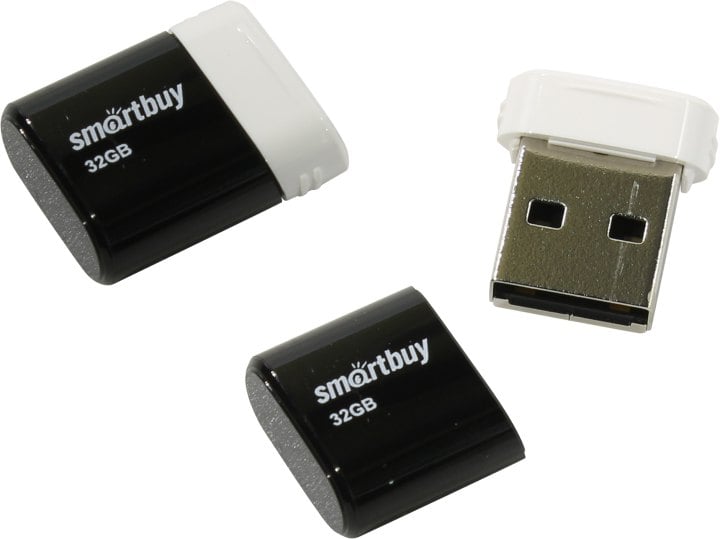 Флешка USB Smartbuy LARA Black (SB32GbLARA-K), 32Gb, USB 2.0, R/W 15/5, черный/белый