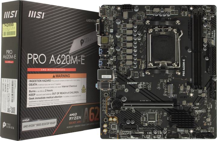 MSI PRO A620M-E (RTL) AM5 <A620> PCI-E Dsub+HDMI GbLAN  SATA MicroATX 2DDR5