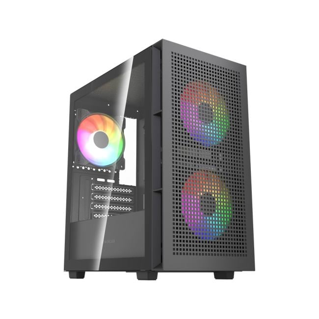 Корпус Powercase CMMSM05B-A3, mATX, tempered glass, ARGB