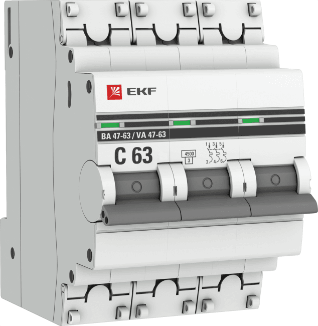 EKF mcb4763-3-32C-pro Выкл. авт трехполюсный 32А С ВА47-63 4.5кА  PROxima  (mcb4763-3-32C-pro)