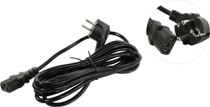 5bites <PC207-30A> Кабель компьютер - розетка 220V  3м  Европейский  стандарт, Г-образный