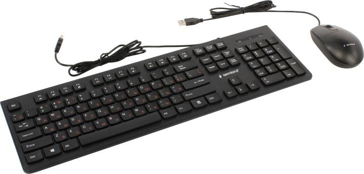 Комплект проводной клавиатура + мышь Gembird KBS-9050, USB, мембранная клавиатура 104 кл., оптическая мышь 1000 dpi, длина кабеля 1.5 м, черный