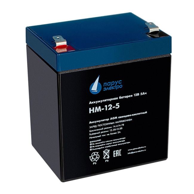 Аккумулятор Парус электро HM-12-5, 12В, 5Ач, AGM
