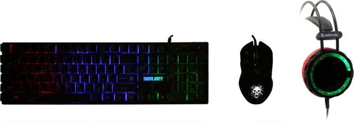 Defender Singularity Gaming Combo <MKP-118> (кл-ра, мышь,  гарнитура, коврик) <52118>