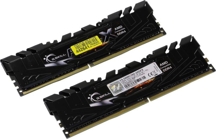 Оперативная память DDR4 G.SKILL FLARE X (AMD) 32GB (2x16GB kit) 3200MHz CL16 1.35V F4-3200C16D-32GFX BLACK