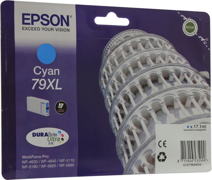 Картридж струйный Epson C13T79024010, голубой, 2000 стр., для WF-4630/5690