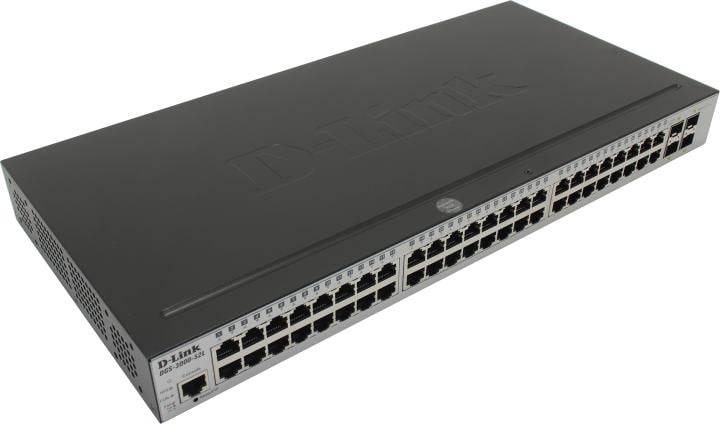 Коммутатор D-Link Управляемый L2 коммутатор, 48x1000Base-T, 4x1000Base-X SFP, защита от статического электричества до 6 кВ, CLI, консольный порт RJ-45, RPS, поддержка Dying Gasp