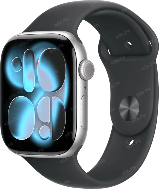 MEV04LW/A Смарт-часы Apple Watch Series 11 A3333 46мм OLED корп.серый космос Sport  Band  рем.черный  разм.брасл.:S/M ()