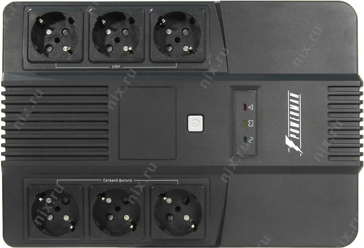 UPS 600VA PowerMAN Brick 600, 6 евро розеток,  защита телефонной линии/RJ45