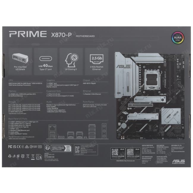 ASUS PRIME X870-P (RTL) AM5 <X870> 4xPCI-E HDMI 2.5GbLAN  SATA ATX 4DDR5