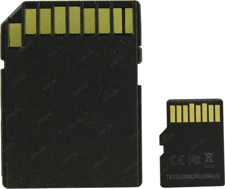 Netac <NT02P500STN-032G-R> microSDHC Memory Card 32Gb UHS-I  U1  +  microSD-->SD Adapter