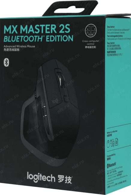910-007223 Мышь Logitech MX Master 2S черный/серый оптическая (4000dpi) беспроводная  BT/Radio USB (5but)
