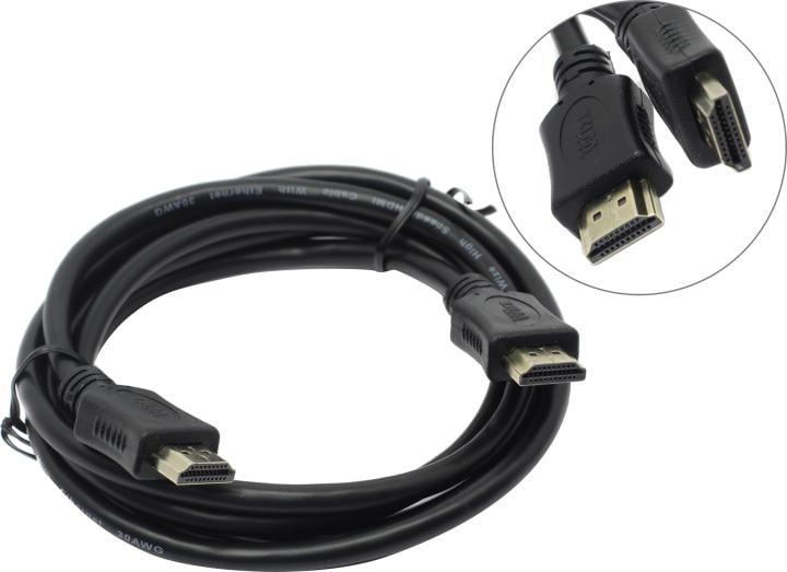 Кабель HDMI Wize [C-HM-HM-1.8M] 1.8 м, v.2.0, 19M/19M, 4K/60 Hz 4:4:4, Ethernet, позол.разъемы, экран, черный, пакет