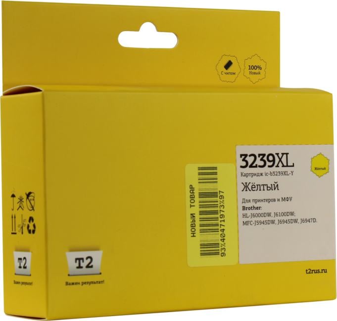 T2  LC-3239XL Y картридж для Brother HL-J6000DW/J6100DW/MFC-J5945DW/J6945DW/J6947D (5000стр.), желтый, с чипом, пигментный