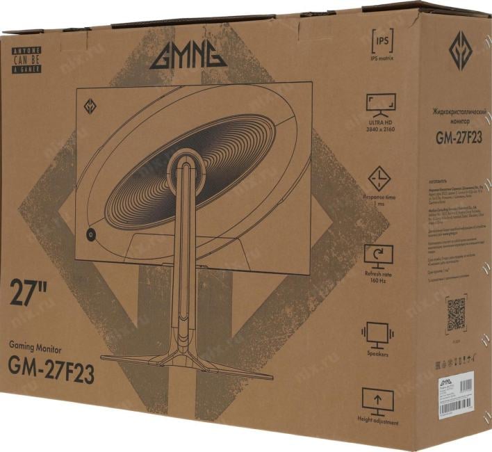 27"   ЖК монитор GMNG Gaming GM-27F23 с поворотом экрана (LCD,  3840x2160, HDMI, DP)