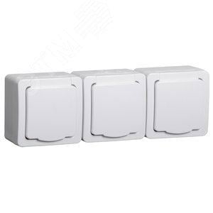 Розетка IEK ERMP32-K01-16-54-EC 3-м ОП Гермес Plus РСб23-3-ГПБб 16А IP54 с заземл. с  крышкой  белая