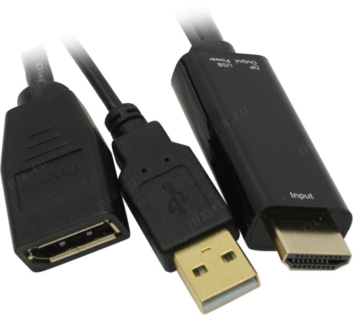 Espada <Ehddp1526> Кабель-адаптер HDMI (19M) -> DisplayPort  (F), питание USB
