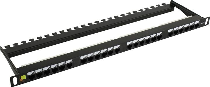 Патч-панель LANMASTER - LAN-PPC, 24-ports, кат. 5e, UTP, RJ-45, IDC LSA, 0.5U, цвет чёрный, LAN-PPC24U5E