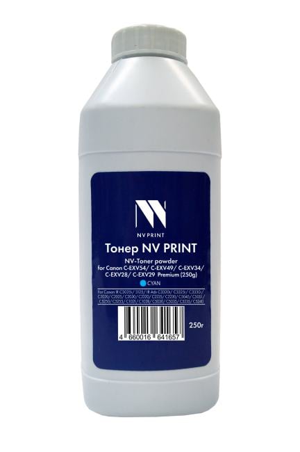 Тонер + девелопер NVPrint Canon C-EXV54, C-EXV49, C-EXV34, C-EXV28, C-EXV29 (250г) Cyan для IR C3025i, 3125, IR Adv C3320i, C3325i, C3330i, C2020, C2025, C2030, C2220, C2225, C2230, C5045, C5051, C5250, C5255, C1021, C1028, C5030, C5035, C5235, C5240 Premium