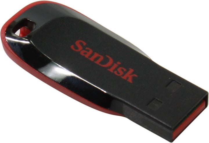 USB накопитель SanDisk - Cruzer Blade, USB Type A (USB 2.0), 128 ГБ, цвет чёрно-красный, SDCZ50-128G-B35