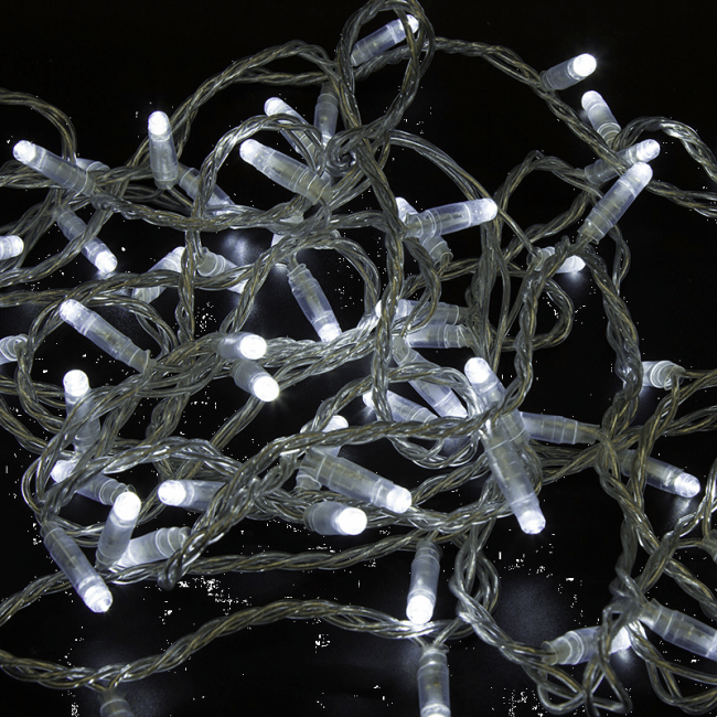 Гирлянда светодиодная "Нить" 10м 100LED бел. 3Вт 230В IP65 постоян. свечение провод ПВХ прозр. Neon-Night 305-185