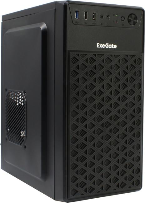 Корпус mATX Exegate mEVO-7803 (mATX, без БП, 2*USB+1*USB3.0, HD аудио, черный, 2 вент. 12см с RGB подсветкой)