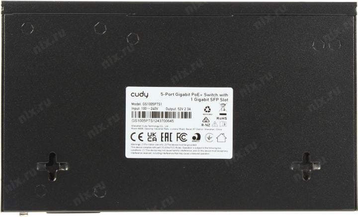 CUDY <GS1005PTS1> 5-Port Gigabit PoE+ Switch (4UTP 1000Mbps  PoE+  SFP)