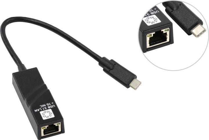 Адаптер USB-AM - RJ-45 0 м 5bites UA3C-45-07BK черный, Gigabit Ethernet 1G