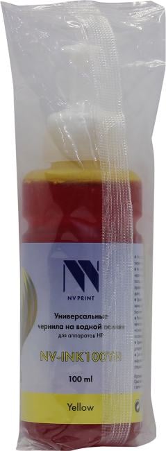 Чернила NVPrint NV-INK100 Yellow универсальные на водной основе для аппаратов HP (100 мл) (Китай)