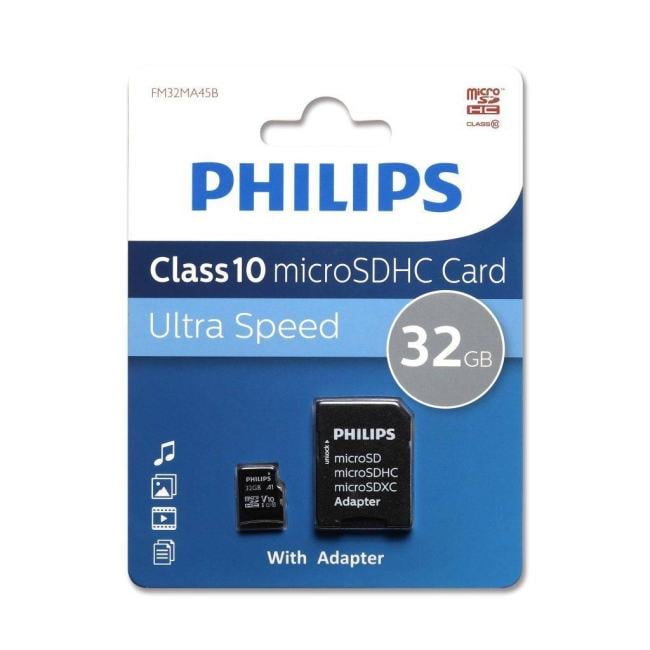 PHILIPS <FM32MA45B/97> microSDXC Memory Card 32Gb Class10  + microSD-->SD Adapter