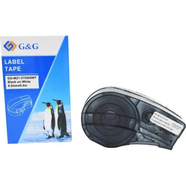 Картридж ленточный G&G GG-M21-375595WT черный на белом 9.5x6.4 для  Brady BMP21-PLUS, BMP21-LAB