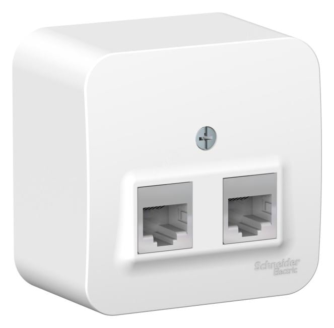 Schneider Electric Blanca <BLNIA045111> Розетка двойная  RJ45+RJ11  (кат.5е,  внеш., белый)