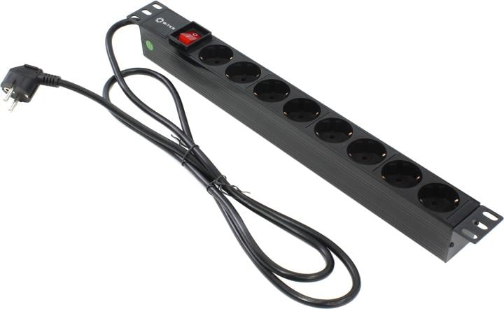 Блок розеток 5bites PDU819P-01, 8×Schuko, 1U, 19", 2м