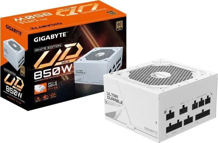 GP-UD850GM WHITE Блок питания Gigabyte ATX 850W GP-UD850GM 80+ gold (20+4pin) APFC 120mm fan  8xSATA  Cab  Manag RTL